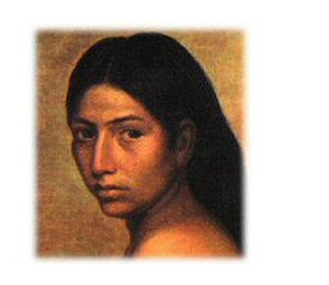 illustration -- face of a young Choctaw woman